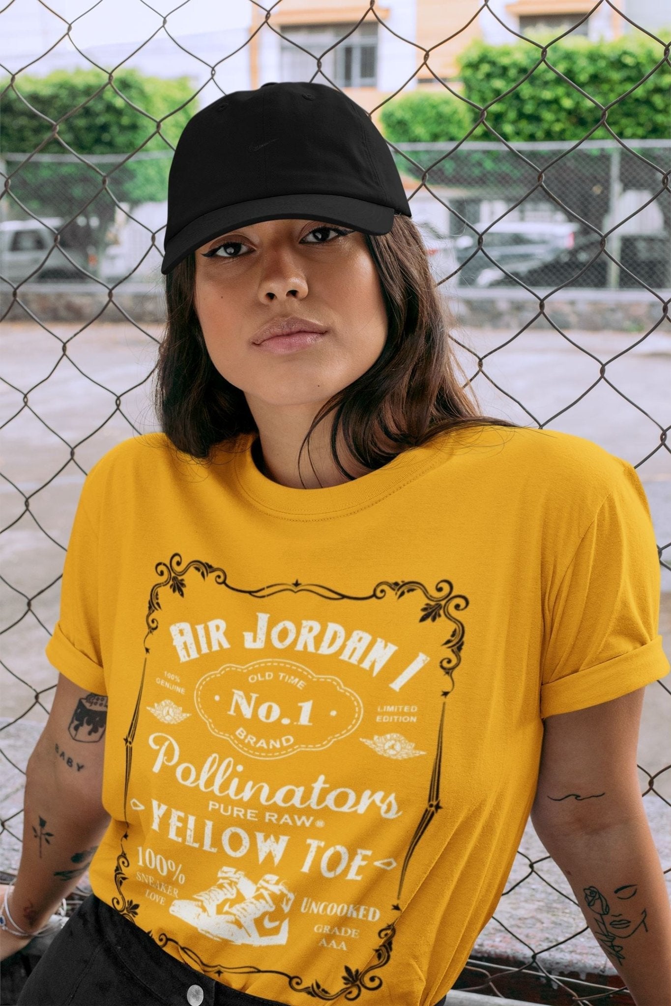 Jordan 1 Yellow Toe Sneaker Match Tees Sneaker Label Sneaker Tees Jordan 1 Yellow Toe Sneaker Release Tees Unisex Shirts