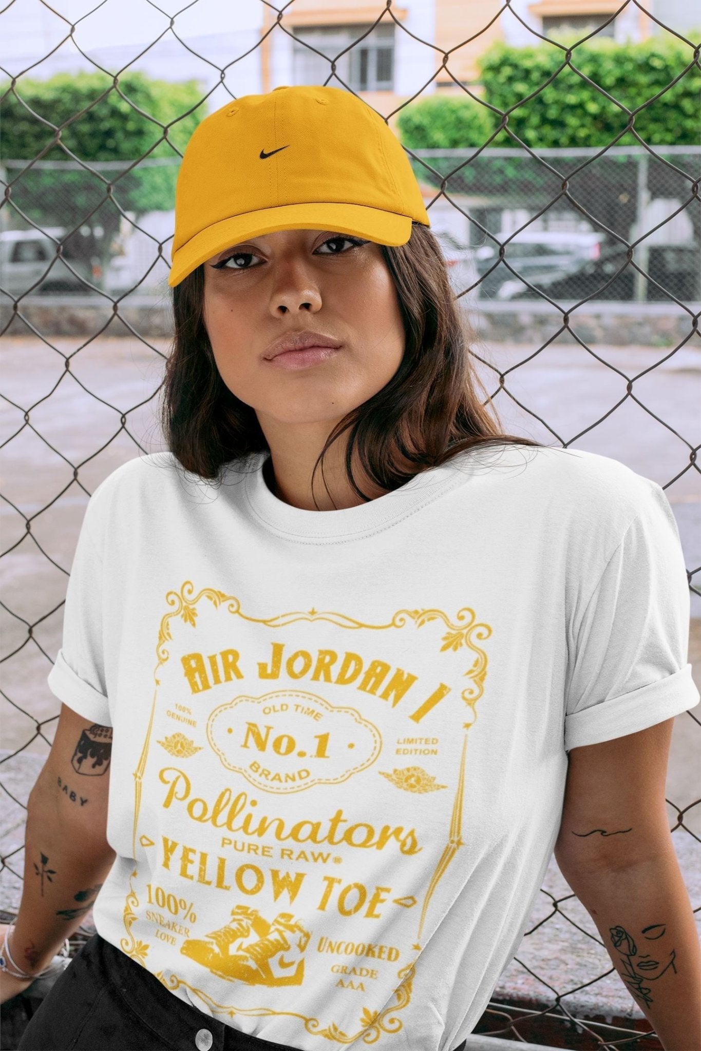 Jordan 1 Yellow Toe Sneaker Match Tees Sneaker Label Sneaker Tees Jordan 1 Yellow Toe Sneaker Release Tees Unisex Shirts