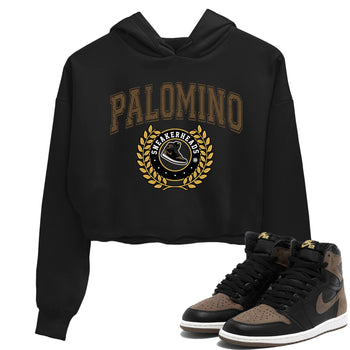 Air Jordan 1 Palomino shirt to match jordans Sneaker Letter sneaker tees Crew Neck Jordan 1 Retro High OG Palomino SNRT Sneaker Release Tees Black 1 Crop T-Shirt