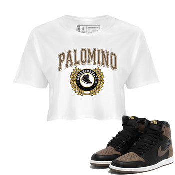 Air Jordan 1 Palomino shirt to match jordans Sneaker Letter sneaker tees Crew Neck Jordan 1 Retro High OG Palomino SNRT Sneaker Release Tees White 1 Crop T-Shirt