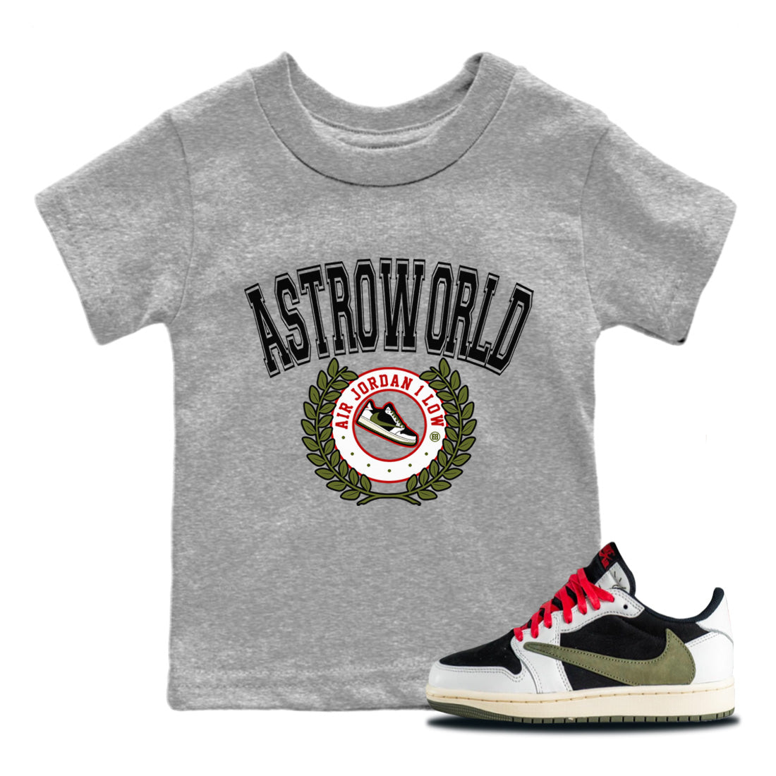 Jordan 1 Travis Scott Olive Sneaker Match Tees Sneaker Letter Sneaker Tees Jordan 1 Travis Scott Olive Sneaker Release Tees Kids Shirts