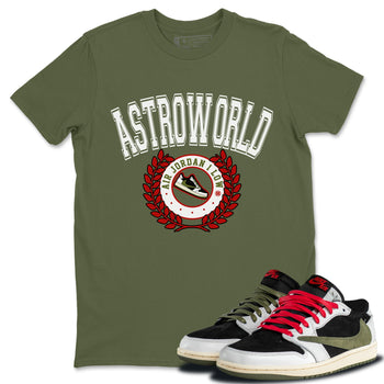 Jordan 1 Travis Scott Olive Sneaker Match Tees Sneaker Letter Sneaker Tees Jordan 1 Travis Scott Olive Sneaker Release Tees Unisex Shirts