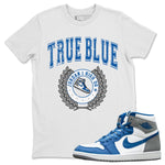 Jordan 1 True Blue Sneaker Match Tees Sneaker Letter Sneaker Tees Jordan 1 True Blue Sneaker Release Tees Unisex Shirts