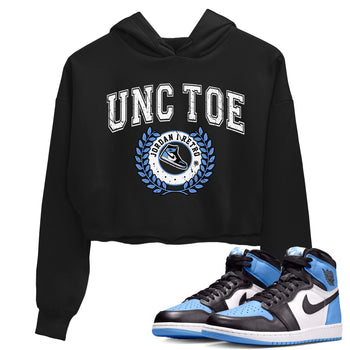 Air Jordan 1 Retro High OG UNC Toe shirt to match jordans Sneaker Letter sneaker tees UNC Toe 1s SNRT Sneaker Release Tees Black 1 Crop T-Shirt