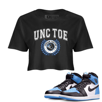 Air Jordan 1 Retro High OG UNC Toe shirt to match jordans Sneaker Letter sneaker tees UNC Toe 1s SNRT Sneaker Release Tees Black 1 Crop T-Shirt