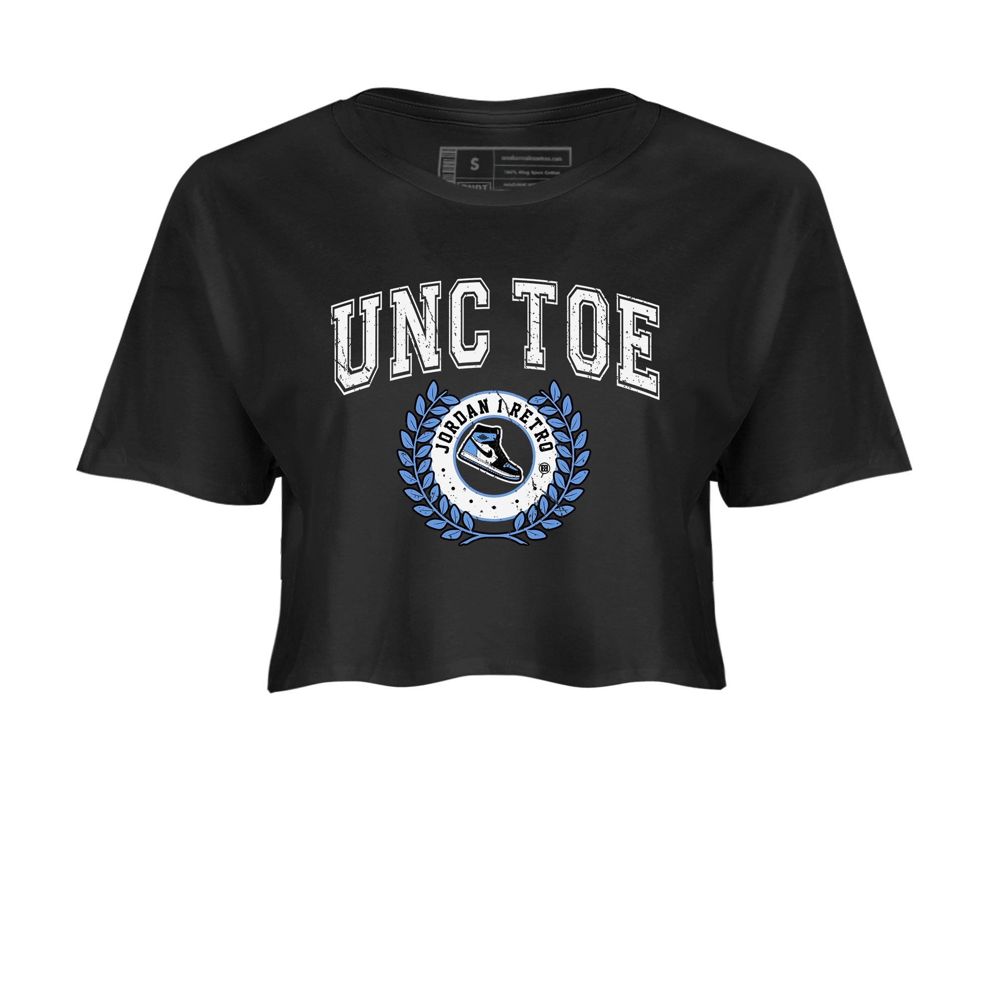 Air Jordan 1 Retro High OG UNC Toe shirt to match jordans Sneaker Letter sneaker tees UNC Toe 1s SNRT Sneaker Release Tees Black 2 Crop T-Shirt