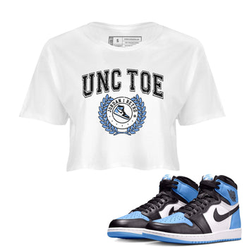 Air Jordan 1 Retro High OG UNC Toe shirt to match jordans Sneaker Letter sneaker tees UNC Toe 1s SNRT Sneaker Release Tees White 1 Crop T-Shirt