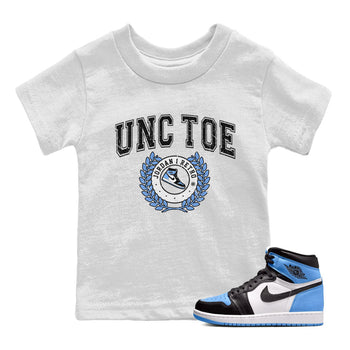 Air Jordan 1 Retro High OG UNC Toe shirt to match jordans Sneaker Letter sneaker tees UNC Toe 1s SNRT Sneaker Release Tees Baby Toddler White 1 T-Shirt