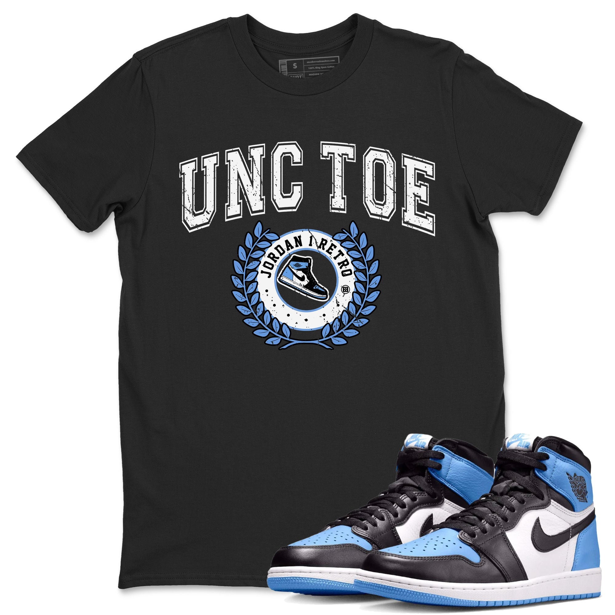 Air Jordan 1 Retro High OG UNC Toe shirt to match jordans Sneaker Letter sneaker tees UNC Toe 1s SNRT Sneaker Release Tees Unisex Black 1 T-Shirt