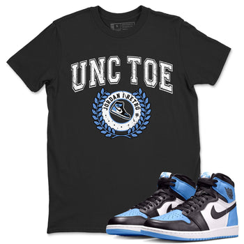 Air Jordan 1 Retro High OG UNC Toe shirt to match jordans Sneaker Letter sneaker tees UNC Toe 1s SNRT Sneaker Release Tees Unisex Black 1 T-Shirt