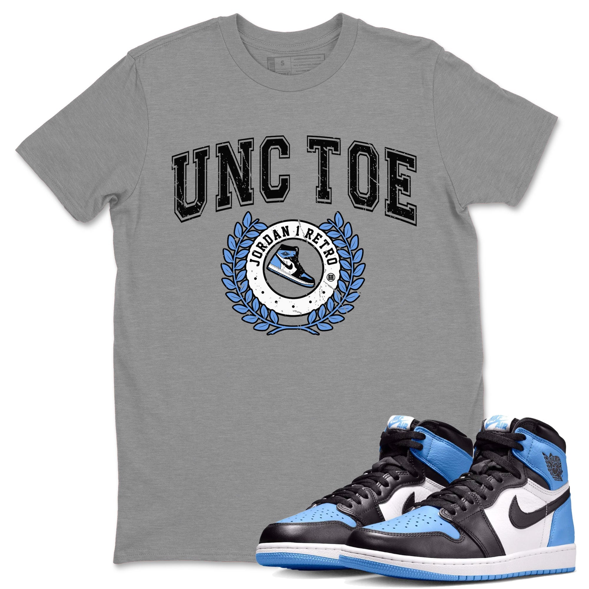 Air Jordan 1 Retro High OG UNC Toe shirt to match jordans Sneaker Letter sneaker tees UNC Toe 1s SNRT Sneaker Release Tees Unisex Heather Grey 1 T-Shirt