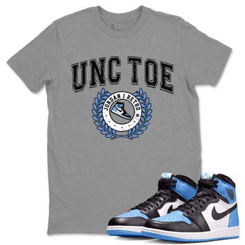 Air Jordan 1 Retro High OG UNC Toe shirt to match jordans Sneaker Letter sneaker tees UNC Toe 1s SNRT Sneaker Release Tees Unisex Heather Grey 1 T-Shirt
