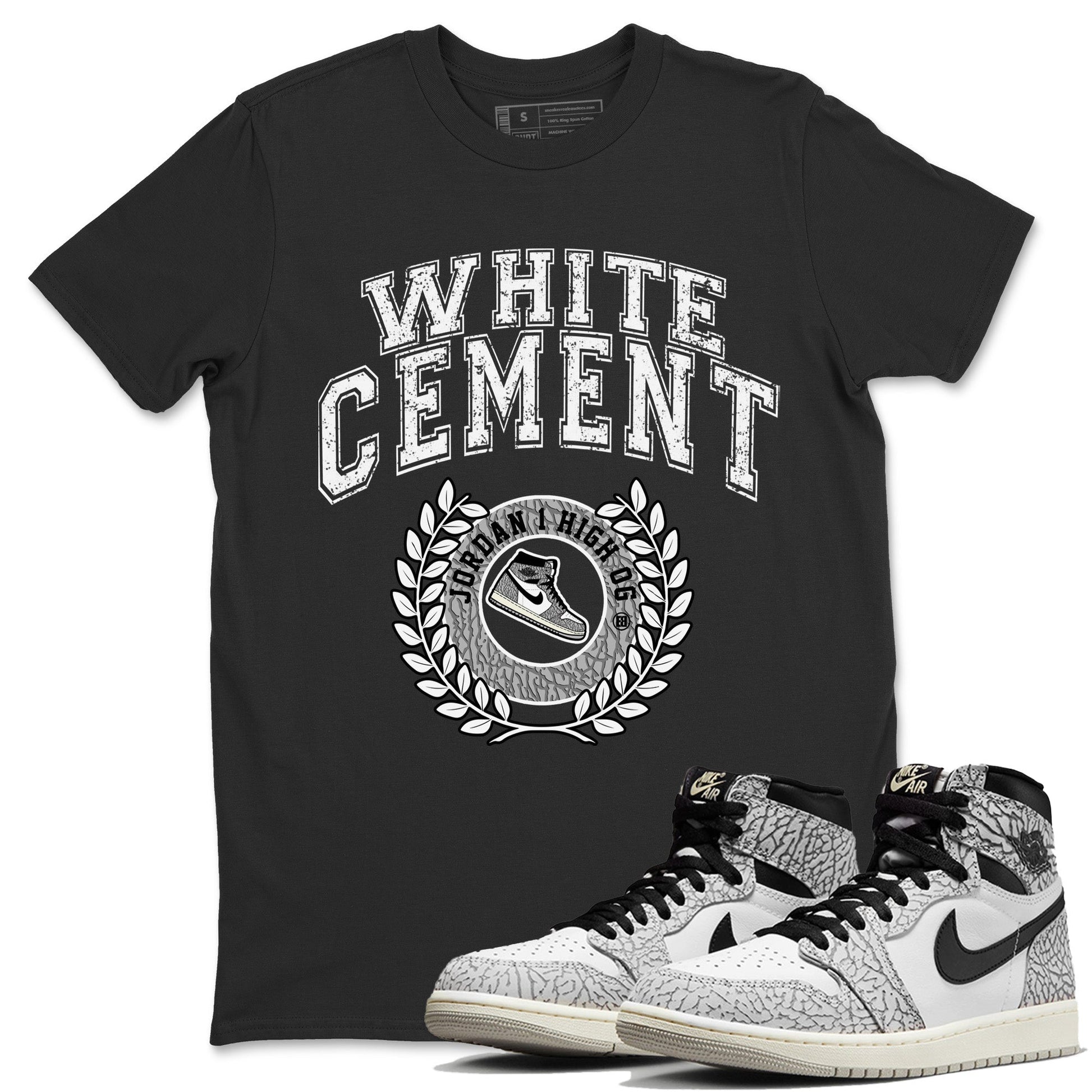 Jordan 1 White Cement Sneaker Match Tees Sneaker Letter Sneaker Tees Jordan 1 White Cement Sneaker Release Tees Unisex Shirts