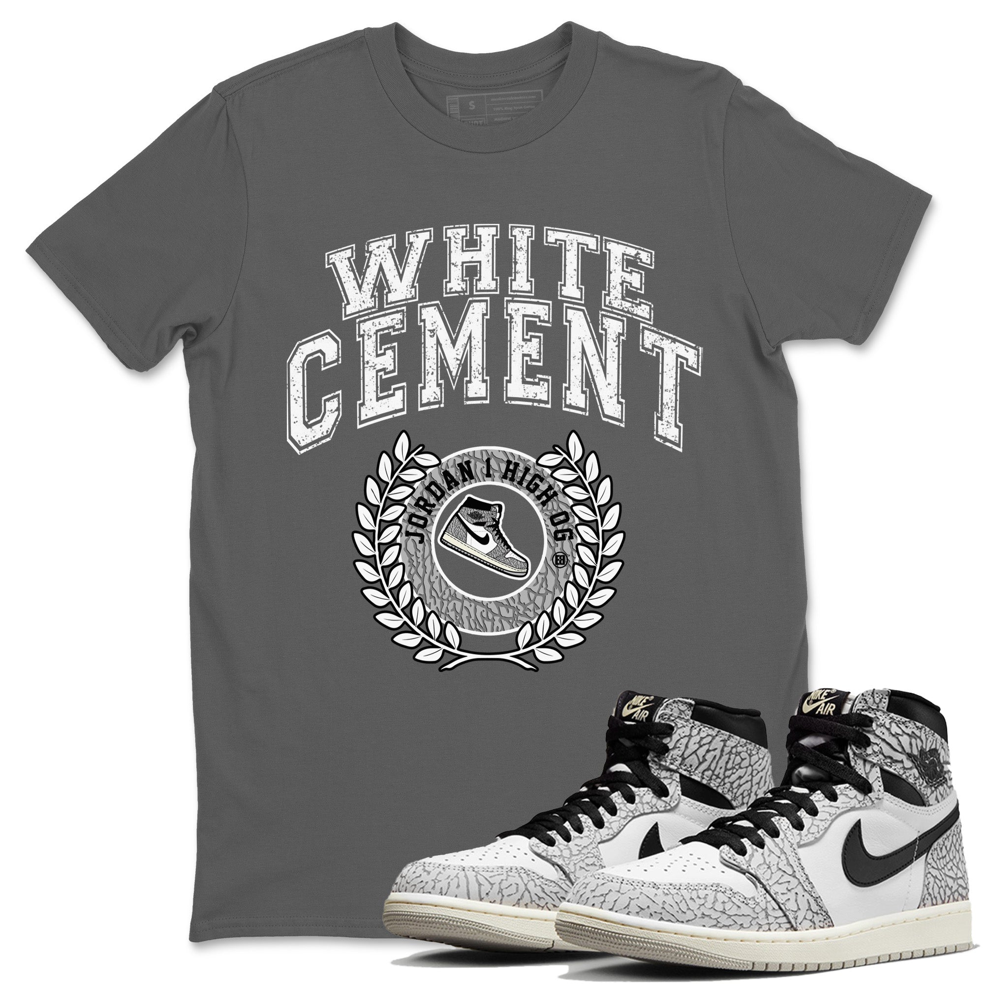 Jordan 1 White Cement Sneaker Match Tees Sneaker Letter Sneaker Tees Jordan 1 White Cement Sneaker Release Tees Unisex Shirts