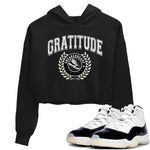 Air Jordan 11 Retro Gratitude shirt to match jordans Sneaker Letter sneaker match tees Air Jordan 11 Gratitude SNRT Sneaker Release Tees Black 1 Crop T-Shirt