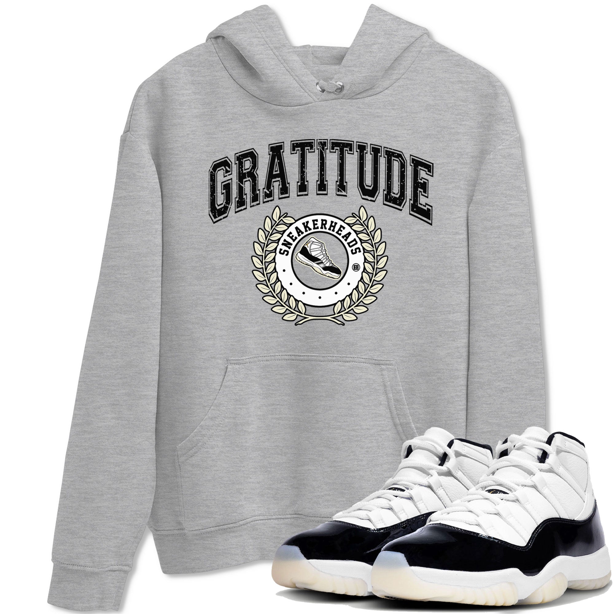 Air Jordan 11 Retro Gratitude shirt to match jordans Sneaker Letter sneaker match tees Air Jordan 11 Gratitude SNRT Sneaker Release Tees Unisex Heather Grey 1 T-Shirt
