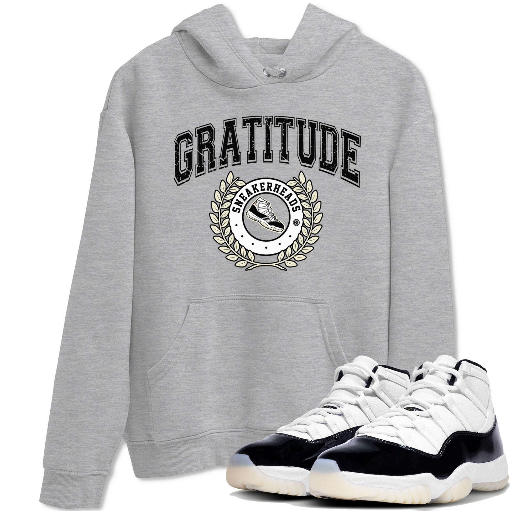Air Jordan 11 Retro Gratitude shirt to match jordans Sneaker Letter sneaker match tees Air Jordan 11 Gratitude SNRT Sneaker Release Tees Unisex Heather Grey 1 T-Shirt