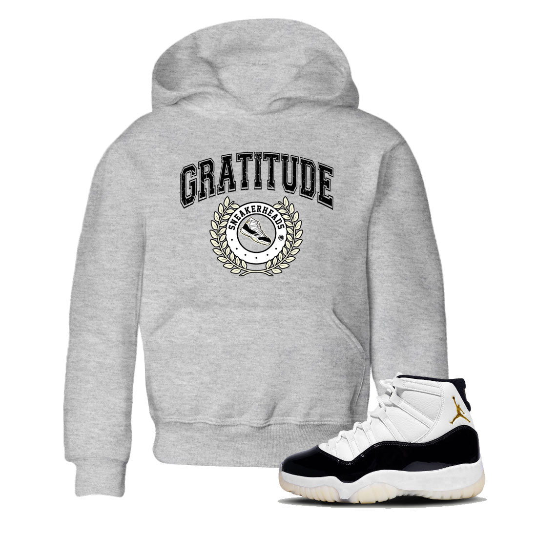 Air Jordan 11 Retro Gratitude shirt to match jordans Sneaker Letter sneaker match tees Air Jordan 11 Gratitude SNRT Sneaker Release Tees Baby Toddler Heather Grey 1 T-Shirt