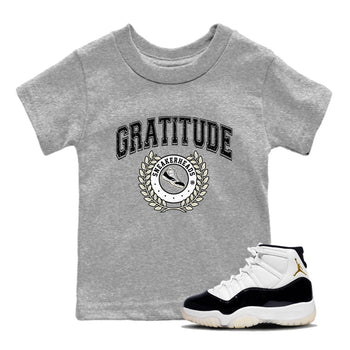 Air Jordan 11 Retro Gratitude shirt to match jordans Sneaker Letter sneaker match tees Air Jordan 11 Gratitude SNRT Sneaker Release Tees Baby Toddler Heather Grey 1 T-Shirt