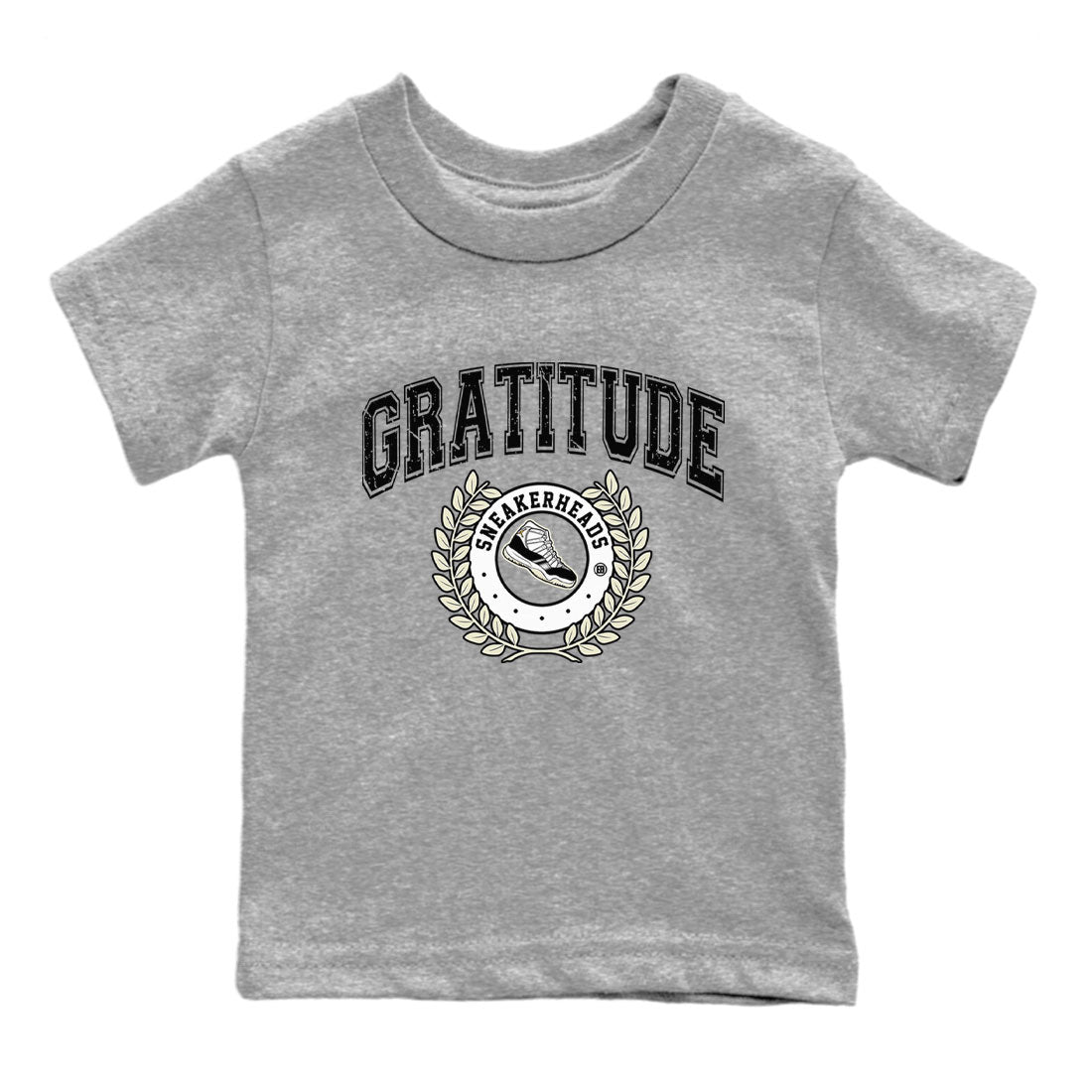 Air Jordan 11 Retro Gratitude shirt to match jordans Sneaker Letter sneaker match tees Air Jordan 11 Gratitude SNRT Sneaker Release Tees Baby Toddler Heather Grey 2 T-Shirt