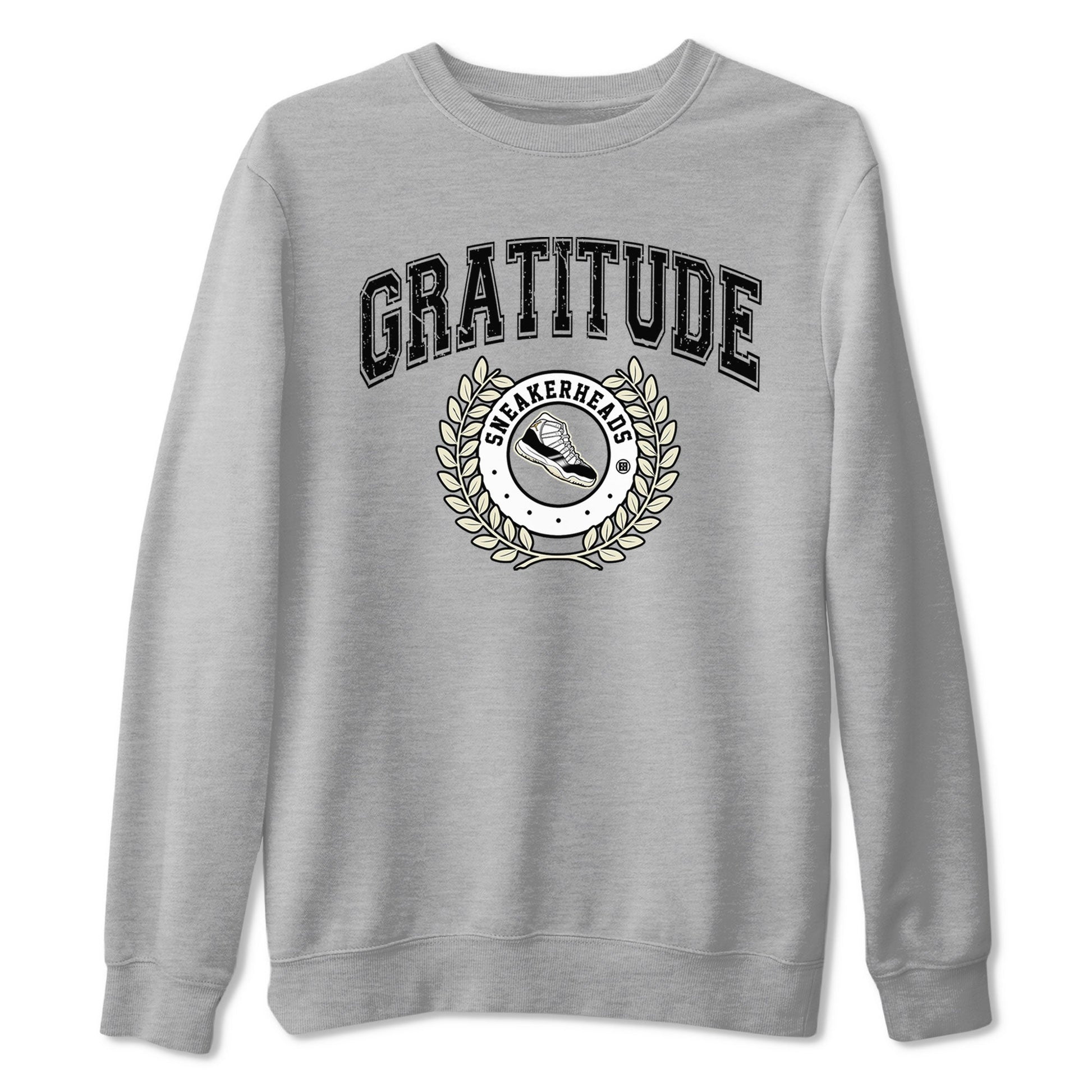 Air Jordan 11 Retro Gratitude shirt to match jordans Sneaker Letter sneaker match tees Air Jordan 11 Gratitude SNRT Sneaker Release Tees Unisex Heather Grey 2 T-Shirt