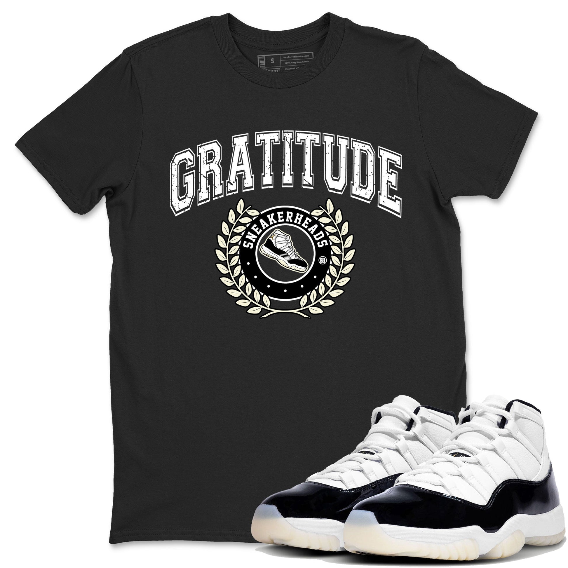 Air Jordan 11 Retro Gratitude shirt to match jordans Sneaker Letter sneaker match tees Air Jordan 11 Gratitude SNRT Sneaker Release Tees Unisex Black 1 T-Shirt