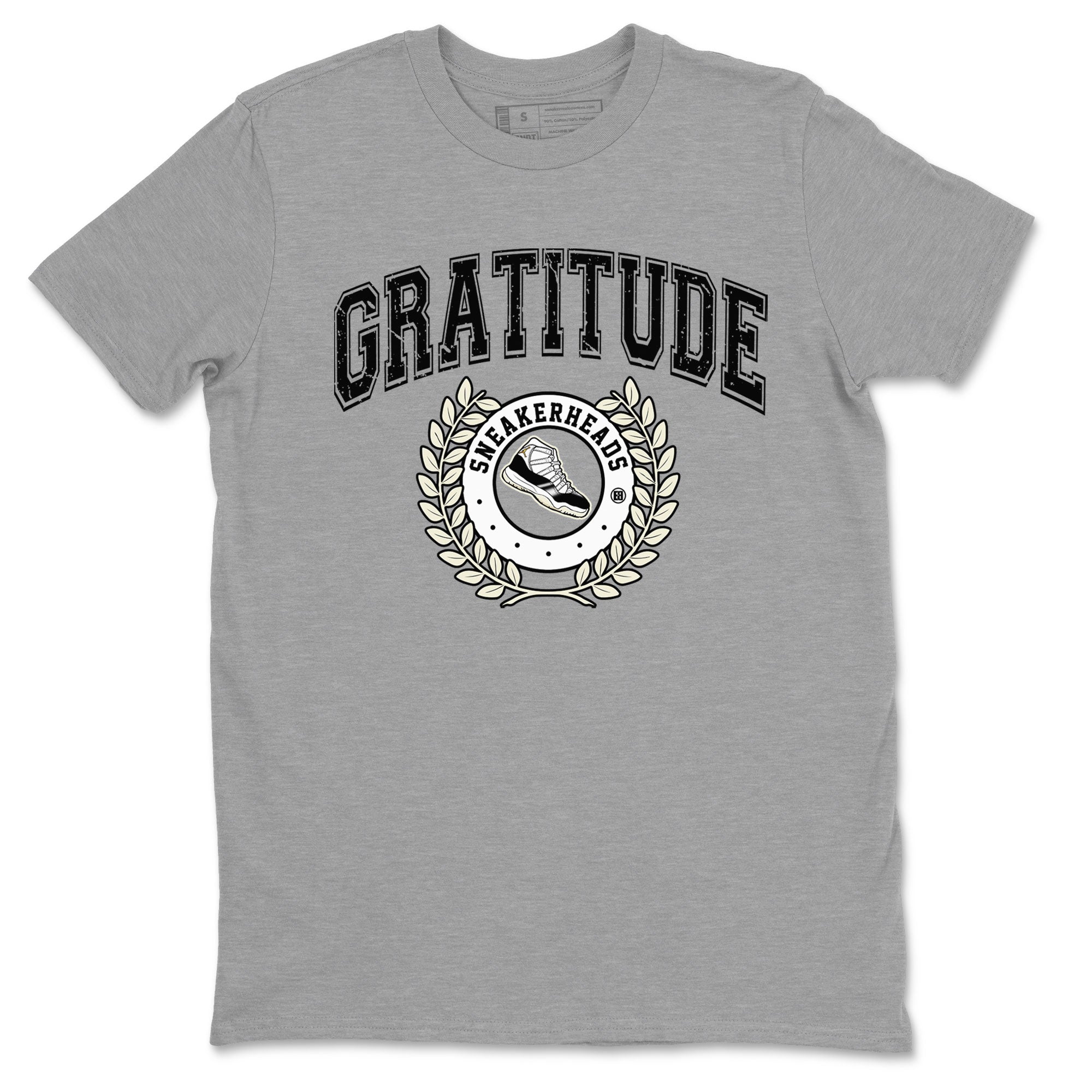 Air Jordan 11 Retro Gratitude shirt to match jordans Sneaker Letter sneaker match tees Air Jordan 11 Gratitude SNRT Sneaker Release Tees Unisex Heather Grey 2 T-Shirt