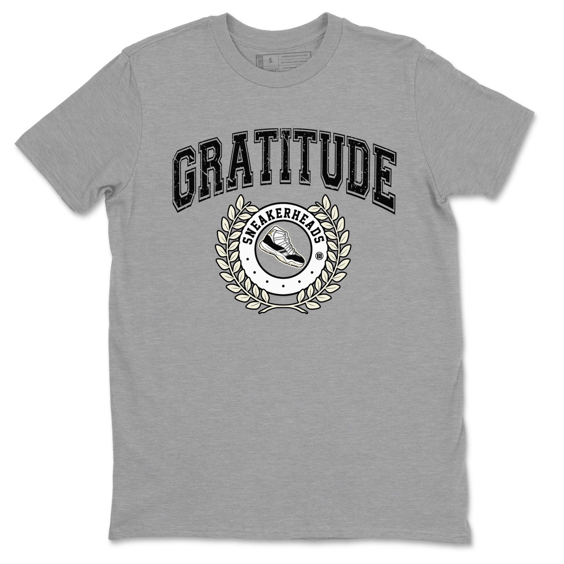 Air Jordan 11 Retro Gratitude shirt to match jordans Sneaker Letter sneaker match tees Air Jordan 11 Gratitude SNRT Sneaker Release Tees Unisex Heather Grey 2 T-Shirt