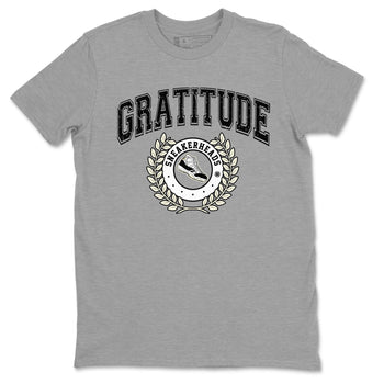 Air Jordan 11 Retro Gratitude shirt to match jordans Sneaker Letter sneaker match tees Air Jordan 11 Gratitude SNRT Sneaker Release Tees Unisex Heather Grey 2 T-Shirt