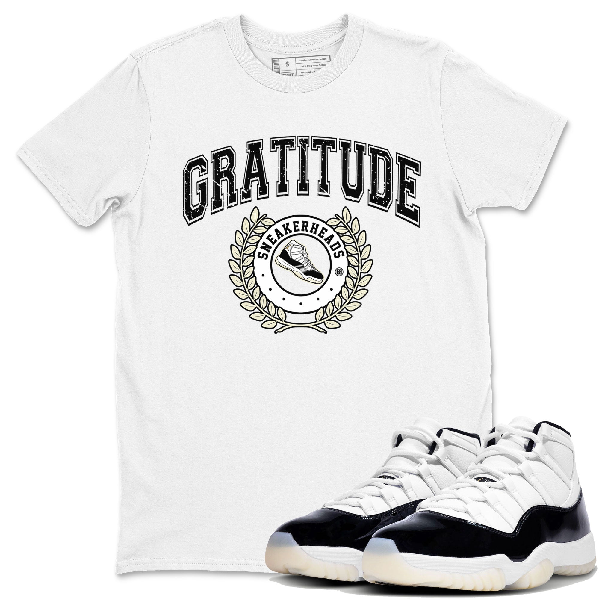 Air Jordan 11 Retro Gratitude shirt to match jordans Sneaker Letter sneaker match tees Air Jordan 11 Gratitude SNRT Sneaker Release Tees Unisex White 1 T-Shirt