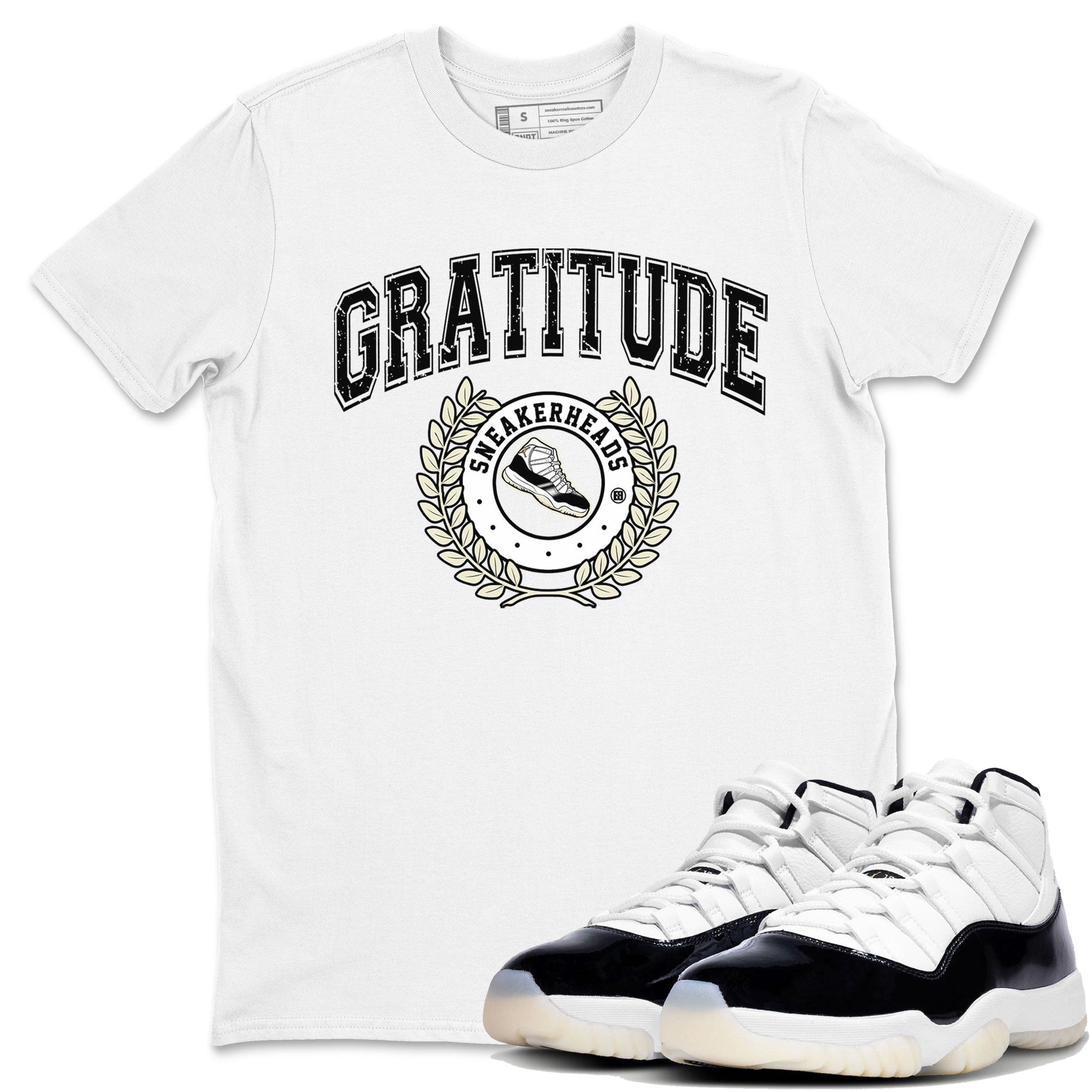 Air Jordan 11 Retro Gratitude shirt to match jordans Sneaker Letter sneaker match tees Air Jordan 11 Gratitude SNRT Sneaker Release Tees Unisex White 1 T-Shirt