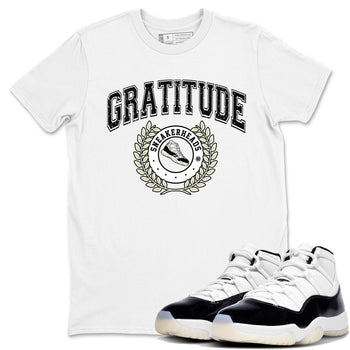 Air Jordan 11 Retro Gratitude shirt to match jordans Sneaker Letter sneaker match tees Air Jordan 11 Gratitude SNRT Sneaker Release Tees Unisex White 1 T-Shirt