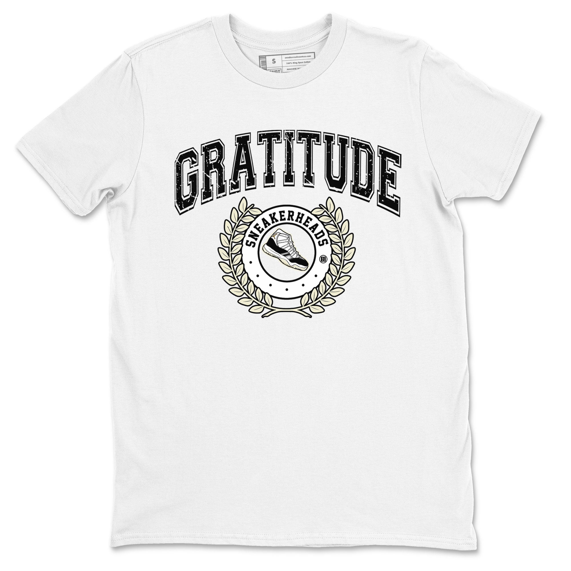 Air Jordan 11 Retro Gratitude shirt to match jordans Sneaker Letter sneaker match tees Air Jordan 11 Gratitude SNRT Sneaker Release Tees Unisex White 2 T-Shirt