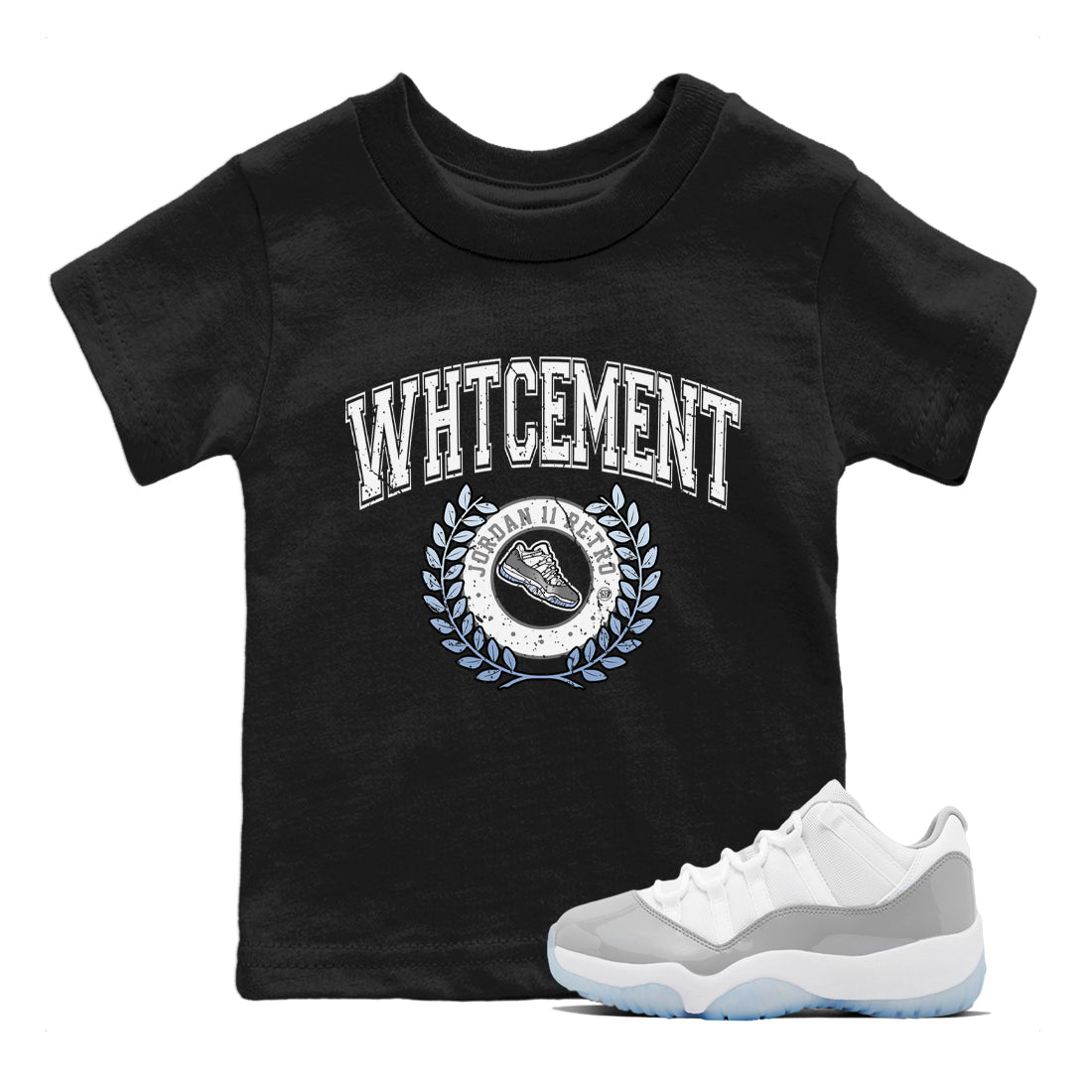 Air Jordan 11 White Cement Sneaker Match Tees Sneaker Letter Sneaker Tees Air Jordan 11 Cement Grey Sneaker Release Tees Kids Shirts Black 1