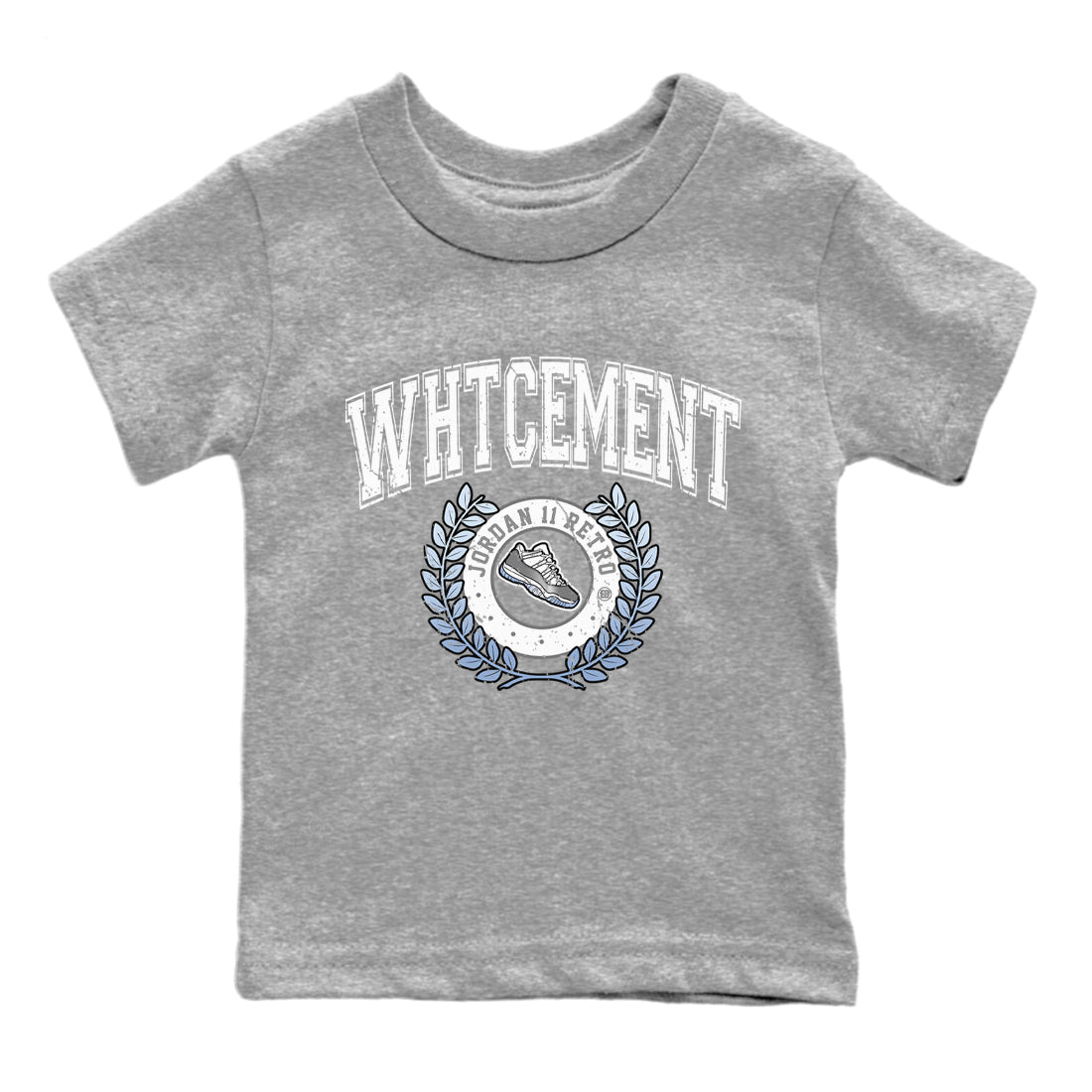 Air Jordan 11 White Cement Sneaker Match Tees Sneaker Letter Sneaker Tees Air Jordan 11 Cement Grey Sneaker Release Tees Kids Shirts Heather Grey 2