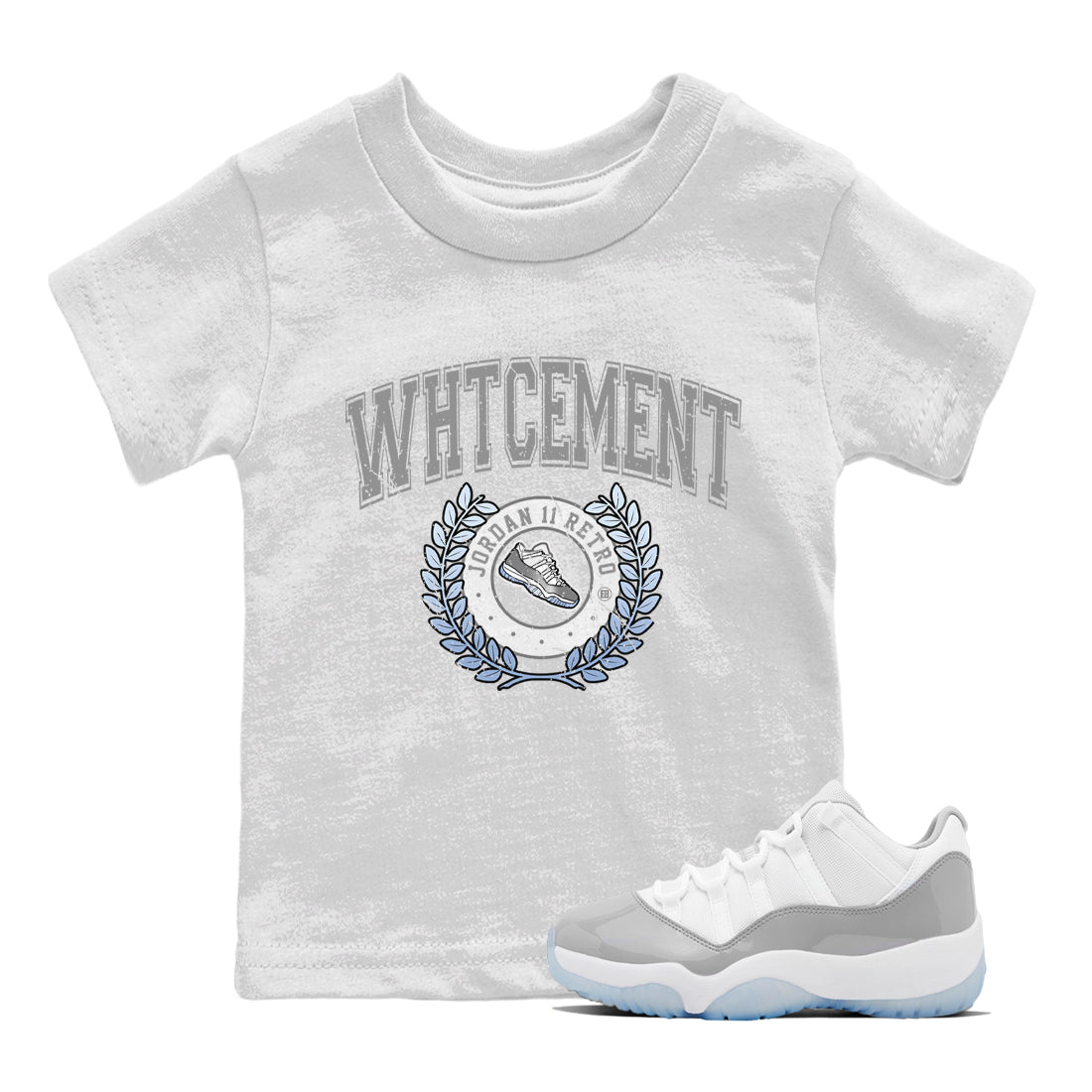 Air Jordan 11 White Cement Sneaker Match Tees Sneaker Letter Sneaker Tees Air Jordan 11 Cement Grey Sneaker Release Tees Kids Shirts White 1