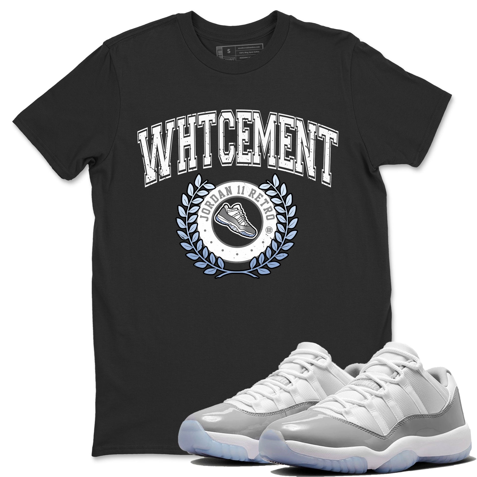 Air Jordan 11 White Cement Sneaker Match Tees Sneaker Letter Sneaker Tees Air Jordan 11 Cement Grey Sneaker Release Tees Unisex Shirts Black 1