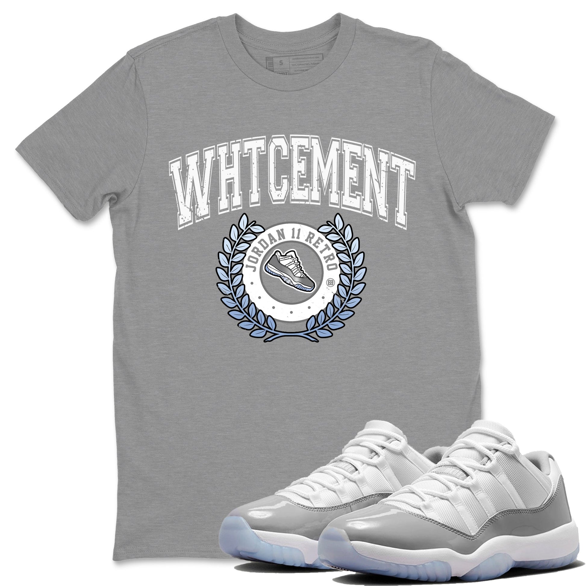 Air Jordan 11 White Cement Sneaker Match Tees Sneaker Letter Sneaker Tees Air Jordan 11 Cement Grey Sneaker Release Tees Unisex Shirts Heather Grey 1