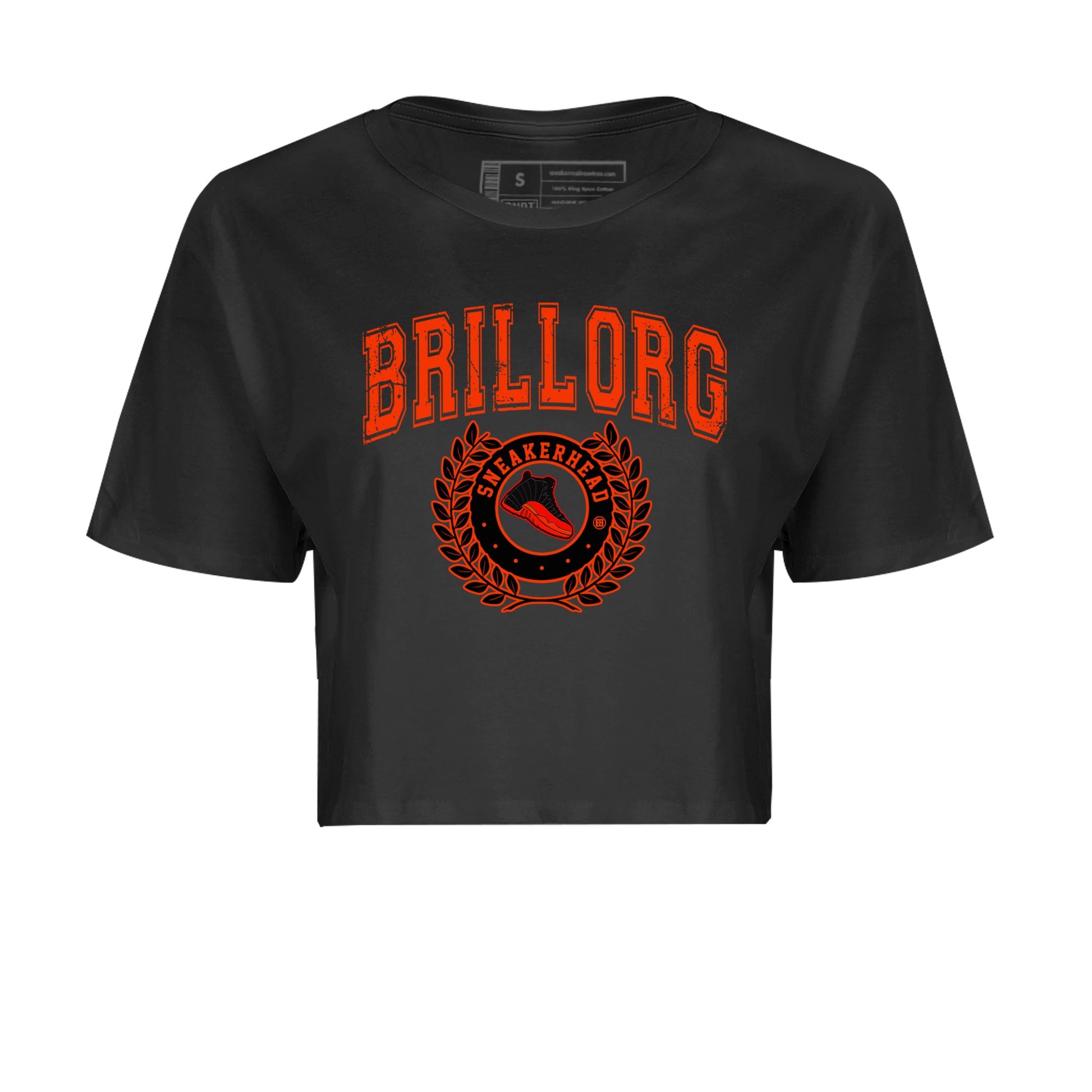 Air Jordan 12 Brilliant Orange Sneaker Match Tees Sneaker Letter Sneaker Tees Air Jordan 12 Orange Sneaker Release Tees Women's Shirts Black 2