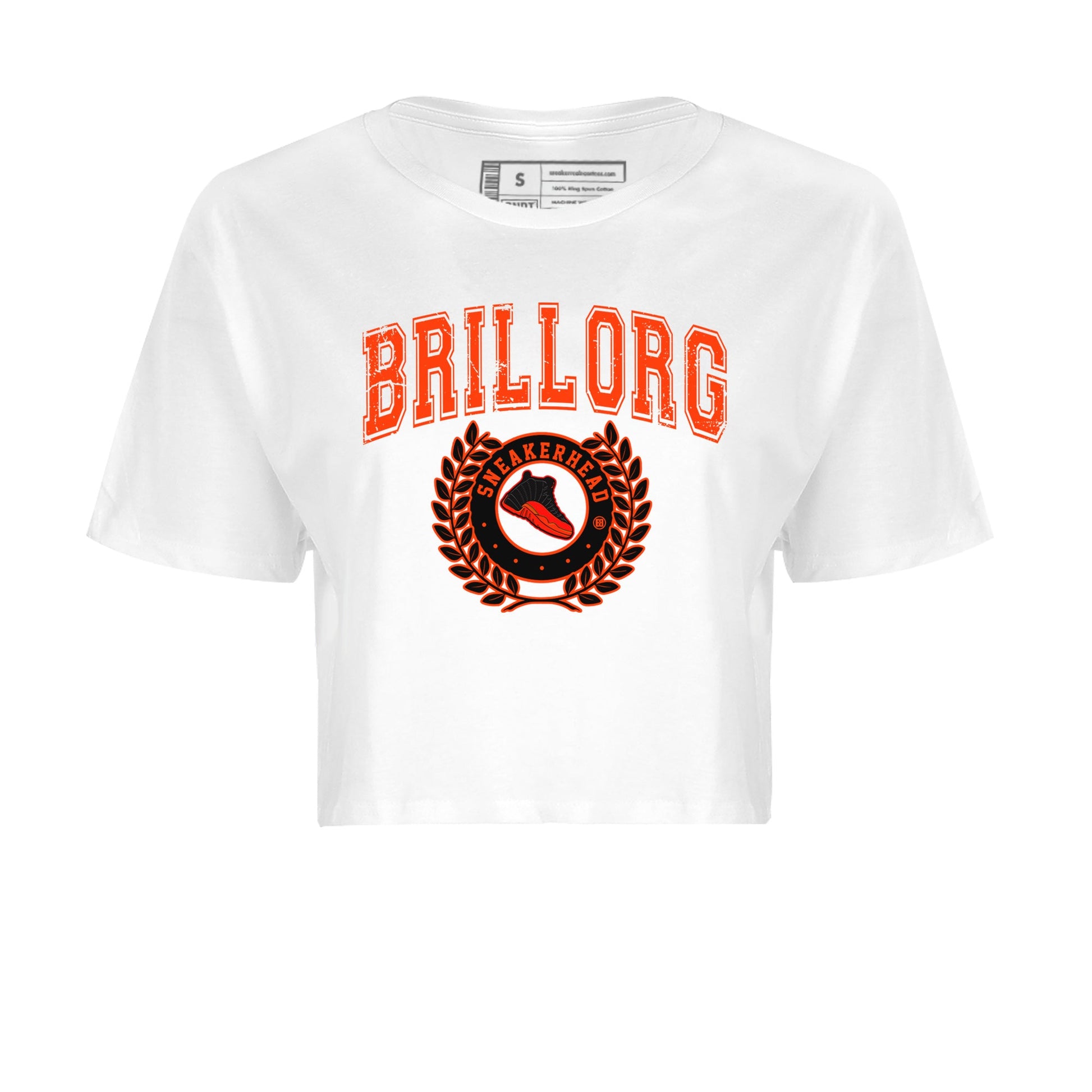 Air Jordan 12 Brilliant Orange Sneaker Match Tees Sneaker Letter Sneaker Tees Air Jordan 12 Orange Sneaker Release Tees Women's Shirts White 2