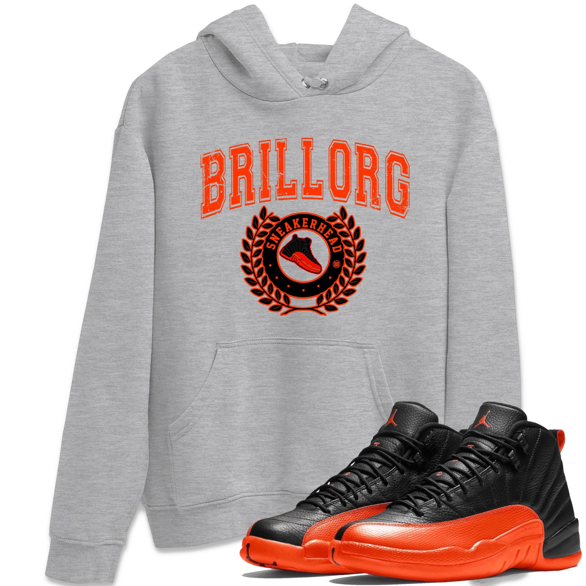 Air Jordan 12 Brilliant Orange Sneaker Match Tees Sneaker Letter Sneaker Tees Air Jordan 12 Orange Sneaker Release Tees Unisex Shirts Heather Grey 1