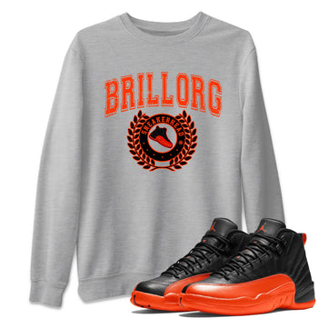 Air Jordan 12 Brilliant Orange Sneaker Match Tees Sneaker Letter Sneaker Tees Air Jordan 12 Orange Sneaker Release Tees Unisex Shirts Heather Grey 1