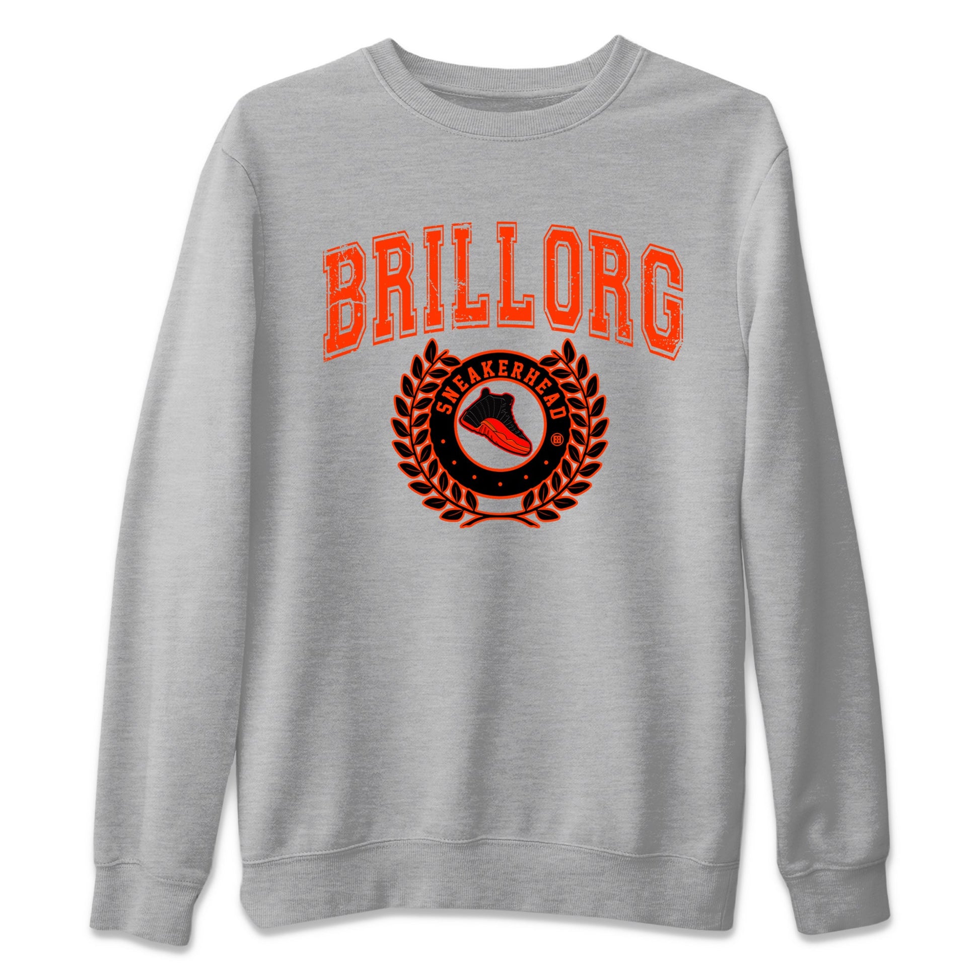 Air Jordan 12 Brilliant Orange Sneaker Match Tees Sneaker Letter Sneaker Tees Air Jordan 12 Orange Sneaker Release Tees Unisex Shirts Heather Grey 2