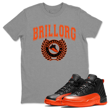 Air Jordan 12 Brilliant Orange Sneaker Match Tees Sneaker Letter Sneaker Tees Air Jordan 12 Orange Sneaker Release Tees Unisex Shirts Heather Grey 1