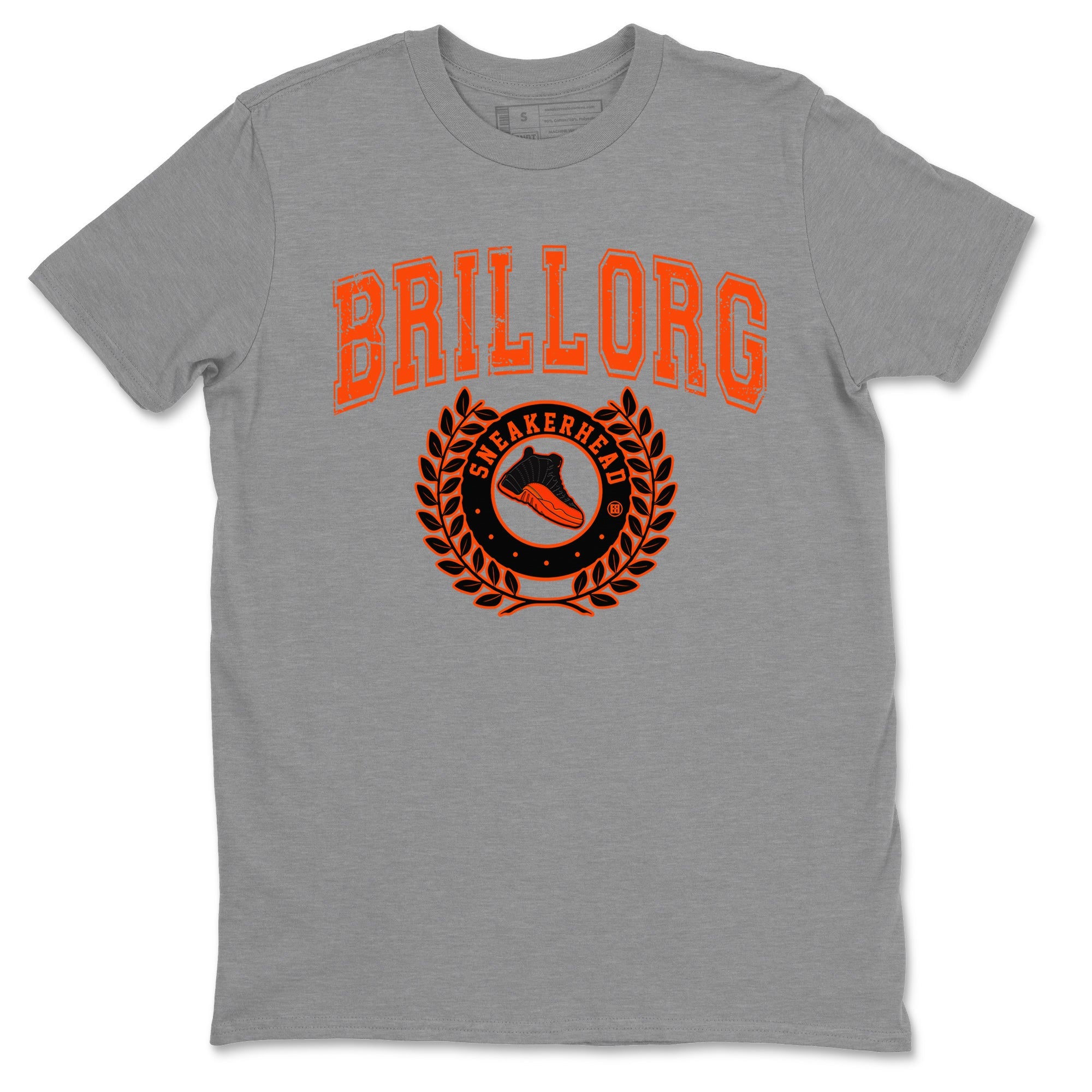 Air Jordan 12 Brilliant Orange Sneaker Match Tees Sneaker Letter Sneaker Tees Air Jordan 12 Orange Sneaker Release Tees Unisex Shirts Heather Grey 2