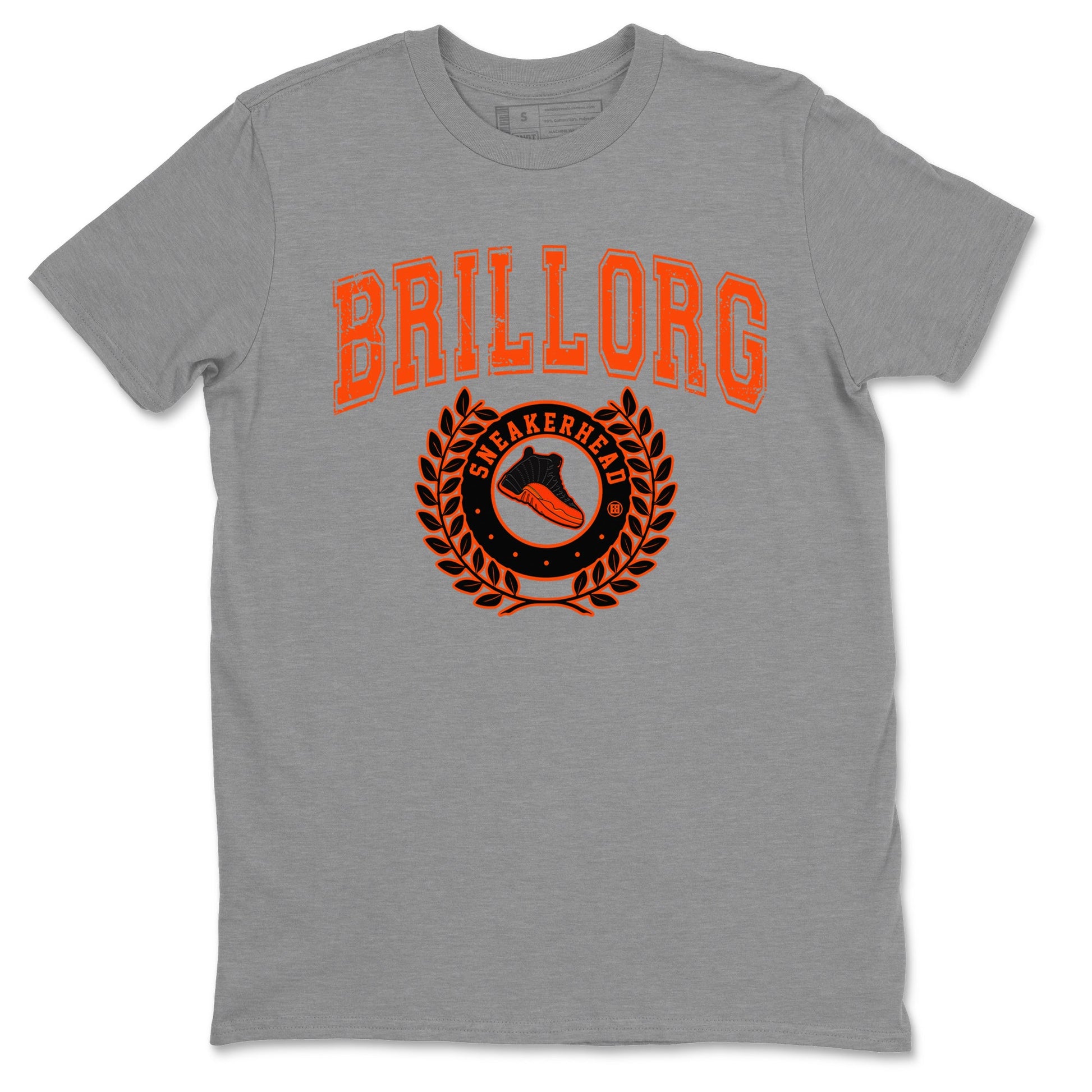 Air Jordan 12 Brilliant Orange Sneaker Match Tees Sneaker Letter Sneaker Tees Air Jordan 12 Orange Sneaker Release Tees Unisex Shirts Heather Grey 2