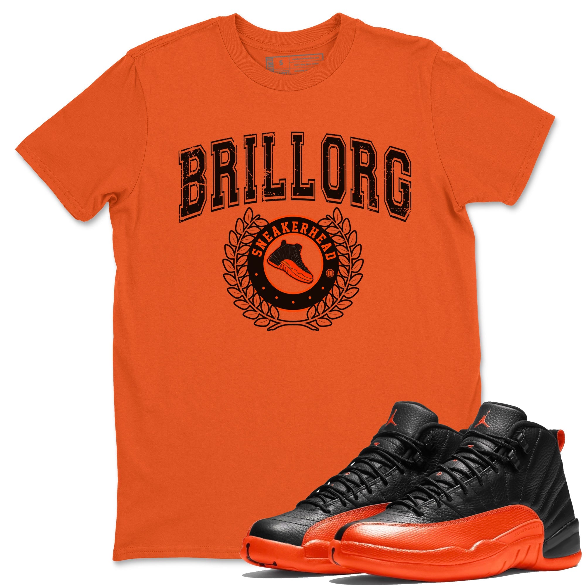 Air Jordan 12 Brilliant Orange Sneaker Match Tees Sneaker Letter Sneaker Tees Air Jordan 12 Orange Sneaker Release Tees Unisex Shirts Orange 1