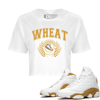 Jordan Retro 13 Wheat Sneaker Matching Tee Sneaker Letter Sneaker Tees Air Jordan 13 Wheat Sneaker Release Tees Women's Shirts White 1