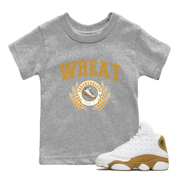 Jordan Retro 13 Wheat Sneaker Matching Tee Sneaker Letter Sneaker Tees Air Jordan 13 Wheat Sneaker Release Tees Kids Shirts Heather Grey 1