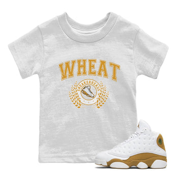 Jordan Retro 13 Wheat Sneaker Matching Tee Sneaker Letter Sneaker Tees Air Jordan 13 Wheat Sneaker Release Tees Kids Shirts White 1